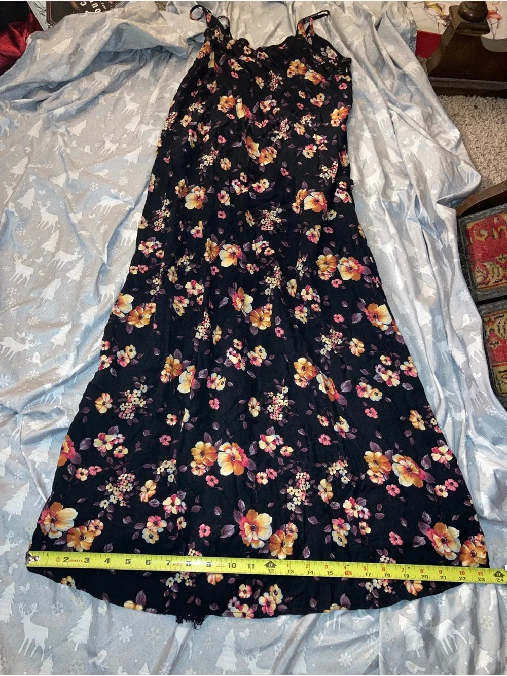 Vintage 100% sleeveless rayon floral maxi dress dark fairy grunge size large - Picture 5 of 9